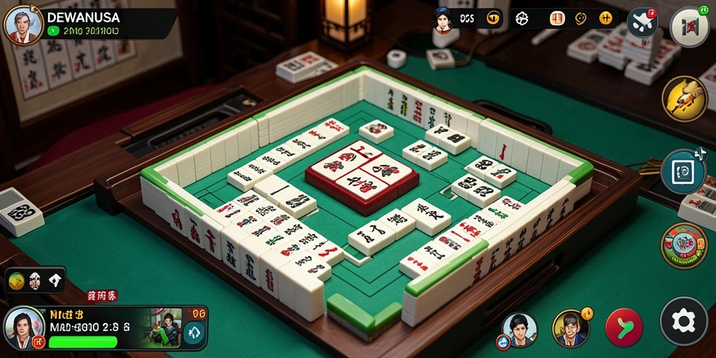Tampilan seru dari permainan Mahjong di DEWANUSA.