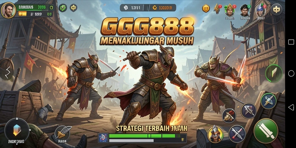 Tangkapan layar utama GGG888 menampilkan strategi pertempuran yang intens.