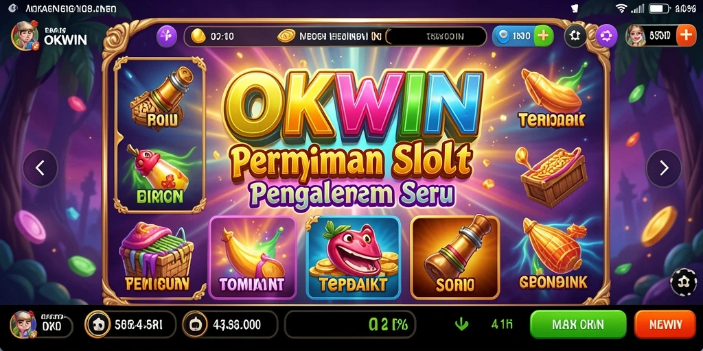 Tampilan gameplay menarik dari OKWIN yang penuh warna dan seru.