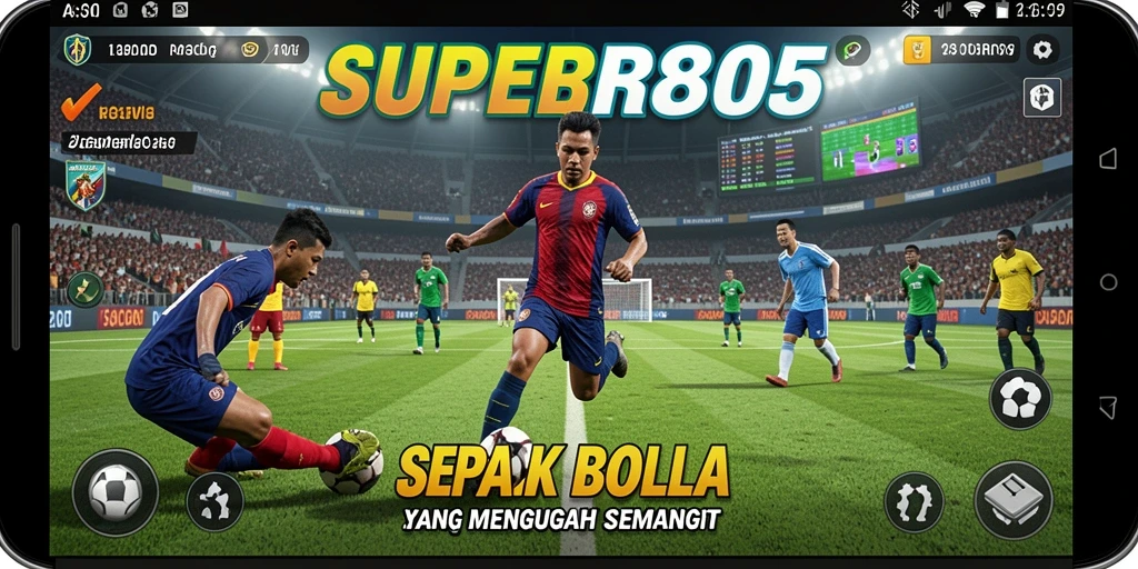 Tampilan gameplay emocionante dari SUPER805 dengan aksi sepak bola penuh strategi.
