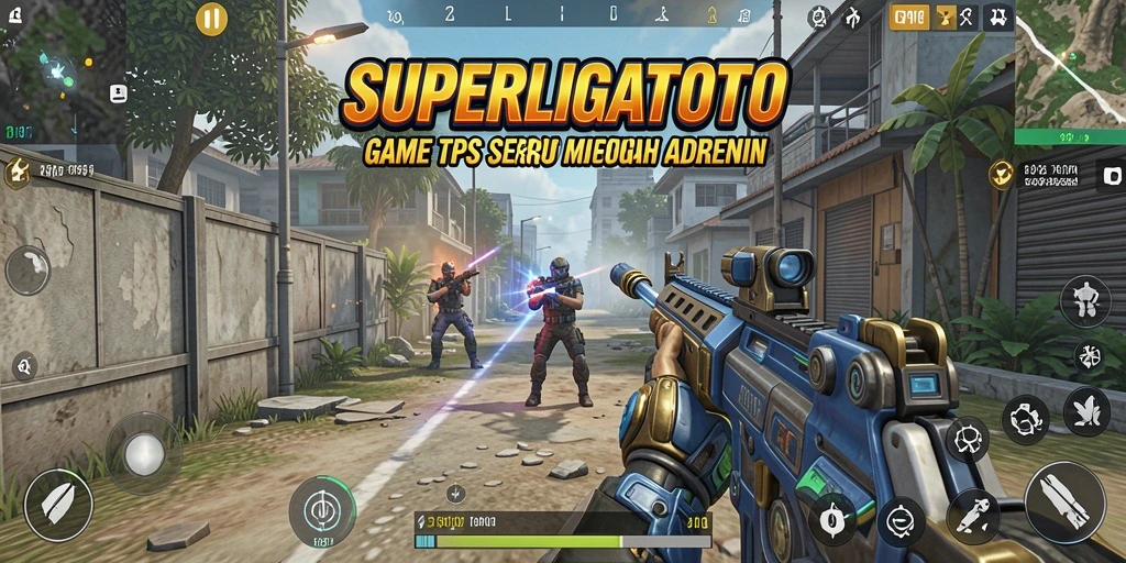 Screenshot gameplay SUPERLIGATOTO menampilkan aksi menegangkan dengan latar belakang grafis yang memukau.
