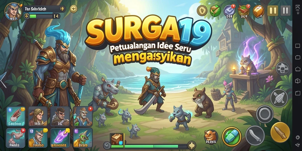 Tampilan gameplay SURGA19 dengan aksi idle yang seru.