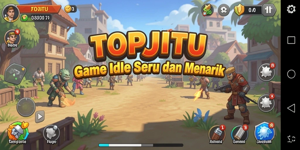 Screenshot utama TOPJITU menunjukkan tampilan gameplay Idle yang menarik.